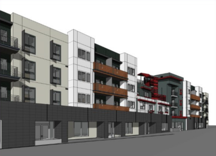 The Meridian Apartments would replace a commercial building and surface parking less than a block from the Vermont/Beverly Red Line station. The proposed ballot initiative would put an end to similar projects.