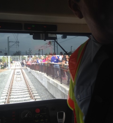 The view from the Gold Line train operator's seat. Photo by Aviv Kleinman