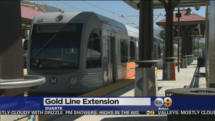 There's going to be a lot more media events, for a lot more rail station openings, if Metro and voters approve the sales tax plan outlined in the Times. Image: ##http://losangeles.cbslocal.com/2016/03/05/metro-unveils-1-billion-gold-line-extension-through-san-gabriel-valley/##CBS2##