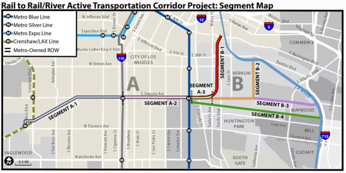 The Rail-to-River plan to put a bike path between the Crenshaw Line to the west and the L.A. River to the east just took another step forward. Source: Metro