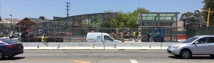 North Hollywood Station's new above-ground structures, as viewed from the Red Line Station. The new North Hollywood tunnel is due to open August 2016. Photos by Joe Linton/Streetsblog L.A.