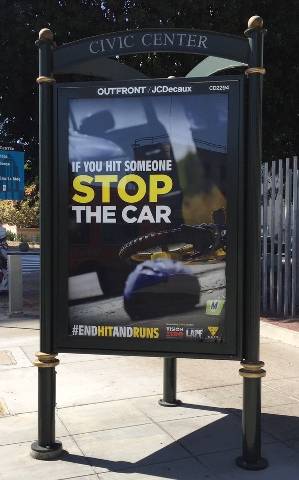Eyes on the Street: #endhitandruns bus ads are popping up on bus shelters around Los Angeles. Photo: Joe Linton/Streetsblog L.A.
