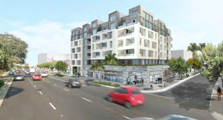 Rendering of the proposed project at 12444 Venice Blvd. via the Mar Vista Community Council website.