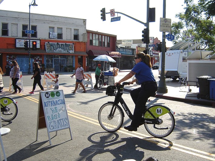 Metro bike-share might be showing up at Mariachi Plaza in the not-so-distant future. Sahra Sulaiman/Streetsblog L.A.