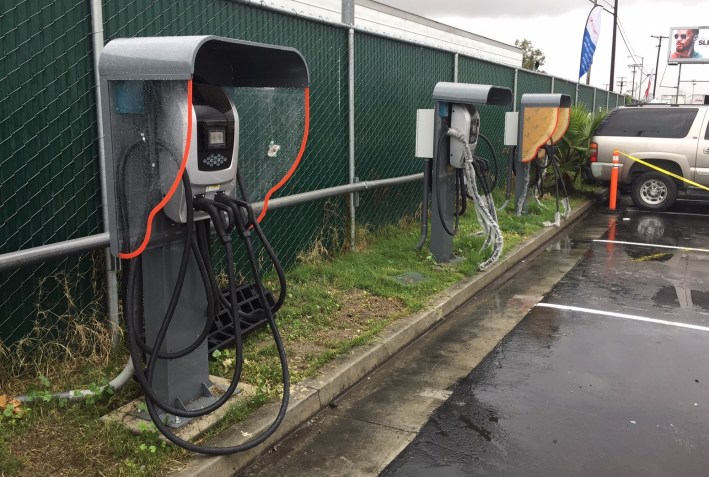 "The chargers are coming" is the headline Garcetti suggested for these DASH electric bus charging stations