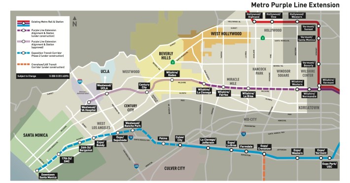 Overall the Purple Line Subway is planned to extend 9 miles from Koreatown to Westwood