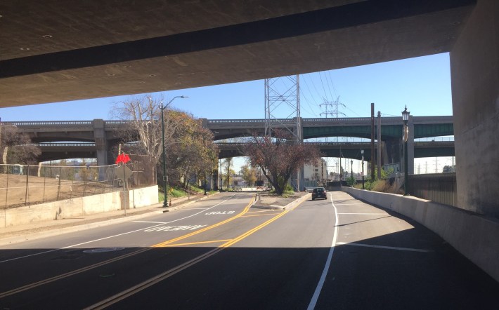 Avenue 19 this week, now striped for two car lanes.