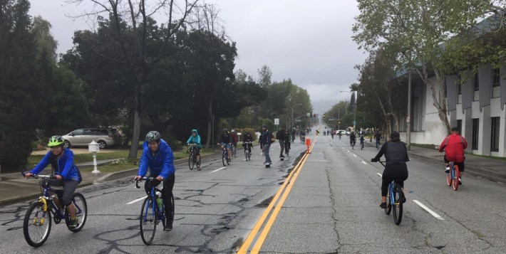 Riders started thinning as overcast skies turned to rain at 626 Golden Streets