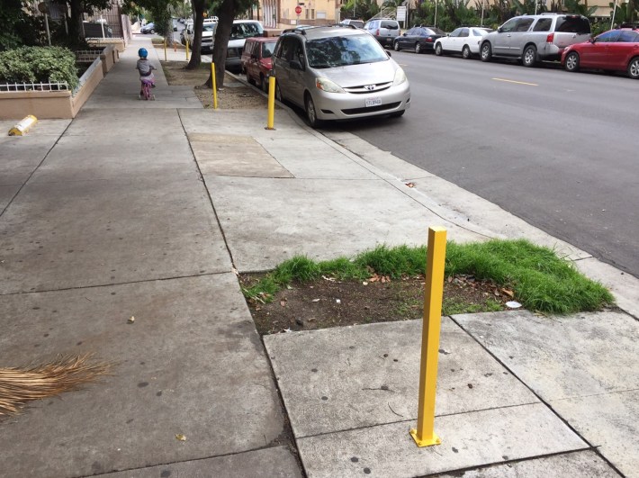 Posts against sidewalk parking in Koreatown