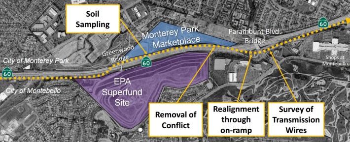 A portion of the Eastside Gold Line 60 Freeway alignment