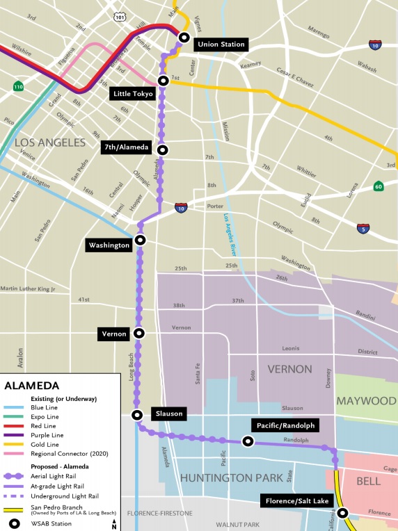 West Santa Ana Branch Alameda alignment