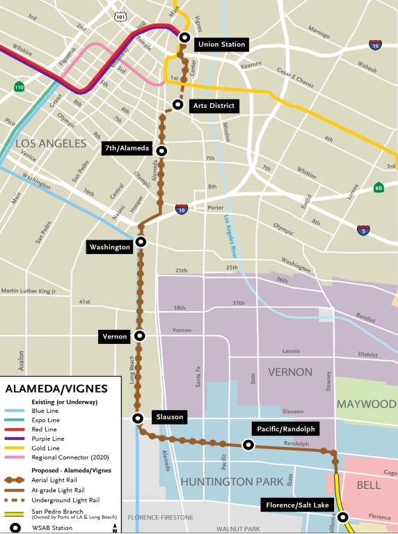 West Santa Ana Branch Alameda/Vignes alignment