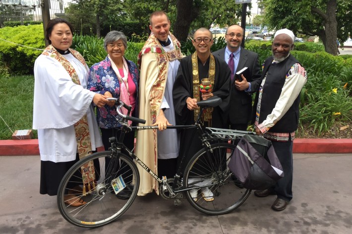 The multi-denominational team of clerics at the 2017 Blessing of the Bicycles