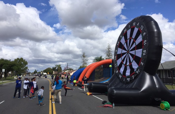 One of the kids activity zones at Downey Ride & Stride