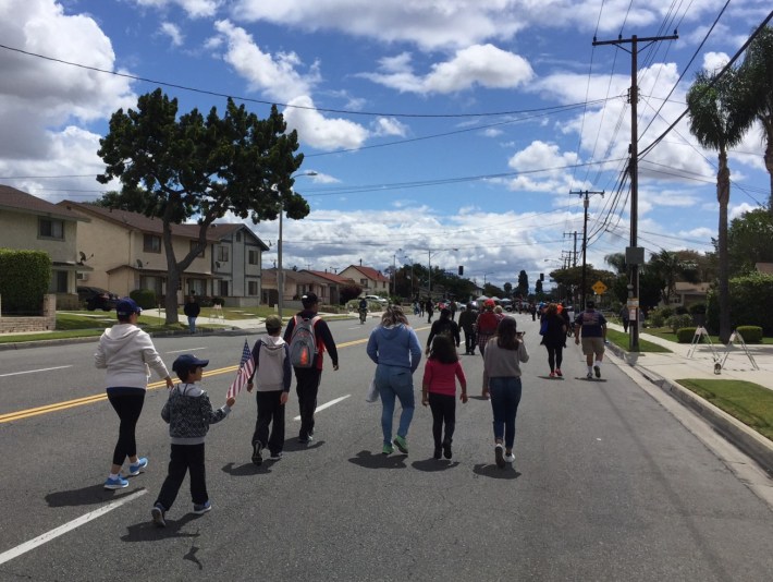 Plenty of people out walking at Downey Ride & Stride