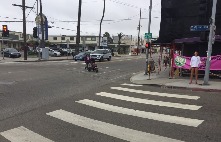 The project adds zebra-type crosswalks