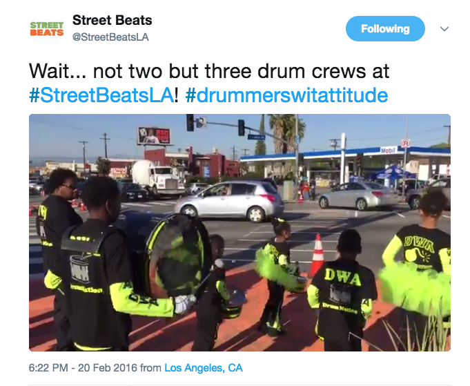 A drum crew showed up and took over a corner as the day wound down. Source: StreetBeats