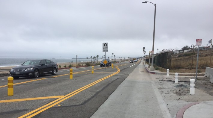 Designated safe U-turn area on Vista Del Mar
