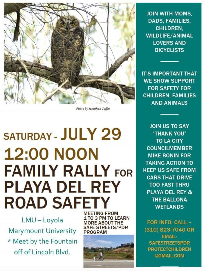 Rally for Playa Del Rey road safety this Saturday