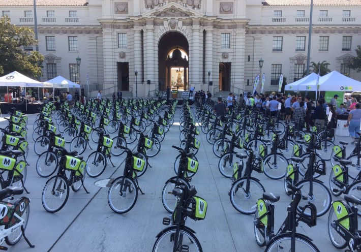Pasadena bike-share bicycles ready to be distributed