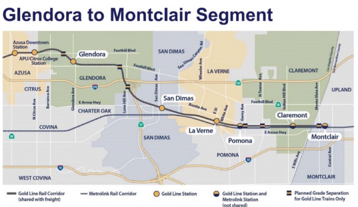 Metro is expected to approve funding for a study to examine how the Metrolink San Bernardino Line and Foothill Gold Line can complement each other. Image via Metro staff report