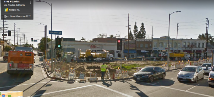 Trees and bus stops begone. Source: Google maps