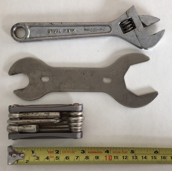 Wrenches and multi-tool that I bike with daily