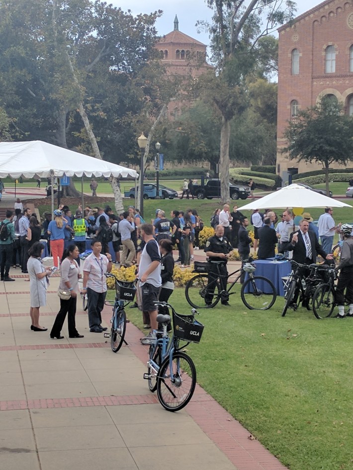 Today's Bruin Bike Share kick-off at UCLA's Dickson Court. Photo: Streetsblog L.A.