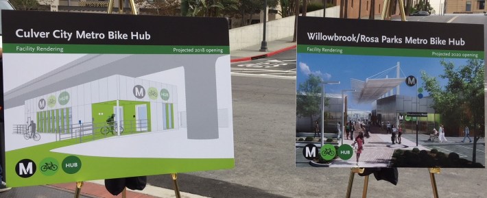 Future bike are planned for Culver City Expo Station (2018), Rosa Parks Willowbrook Blue/Green Line Station (2020) and North Hollywood (no date)