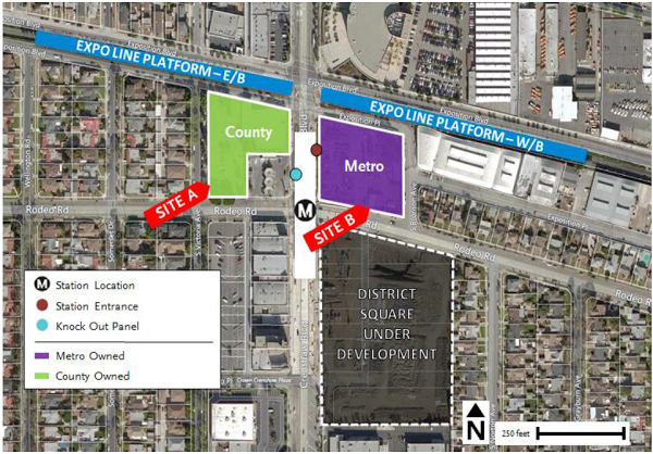 The site map. The project will straddle Crenshaw Blvd. south of Exposition. Source: Metro