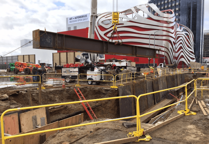 Metro Purple Line (extension phase 1) construction underway at Wilshire and Fairfax. Photo via Metro's The Source