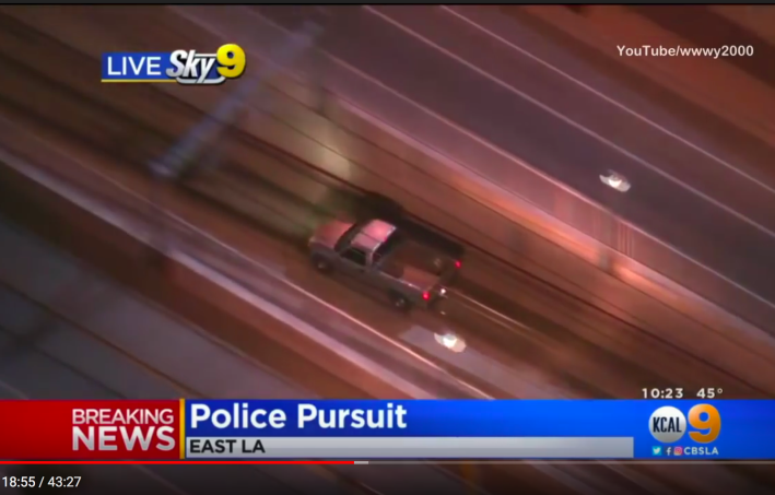 Lopez drives westbound into the tunnel at Lorena and 1st Street in Boyle Heights. Screen grab from https://youtube.com/watch?v=snZGrWZp03E