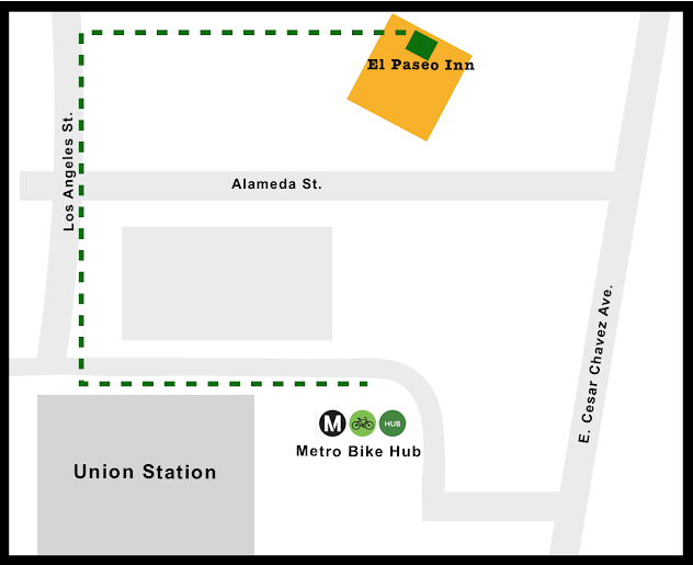 Event bike parking is at Metro's bike hub, located at Union Station, just north of Alameda Street entrance