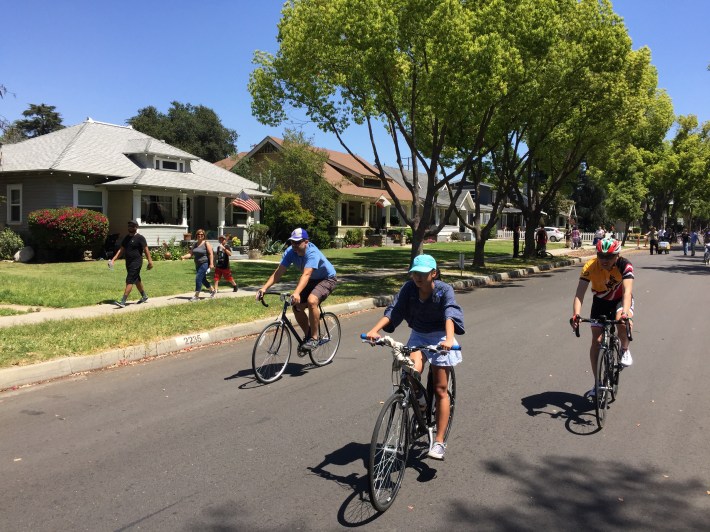 CicLAvia - Heart of the Foothills - along a single-family home street
