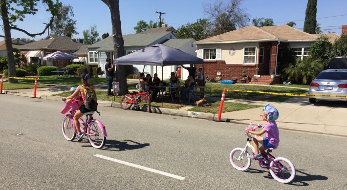 Along CicLAvia - Heart of the Foothills, many families were hanging out in their front yards, enjoying watching crowds stream past