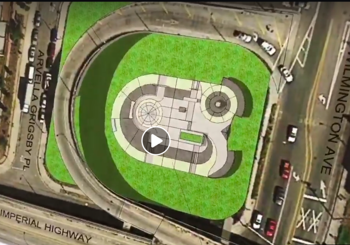 A still close-up of the planned skate park facilities. The design is preliminary and the BMX facilities have not yet been included.