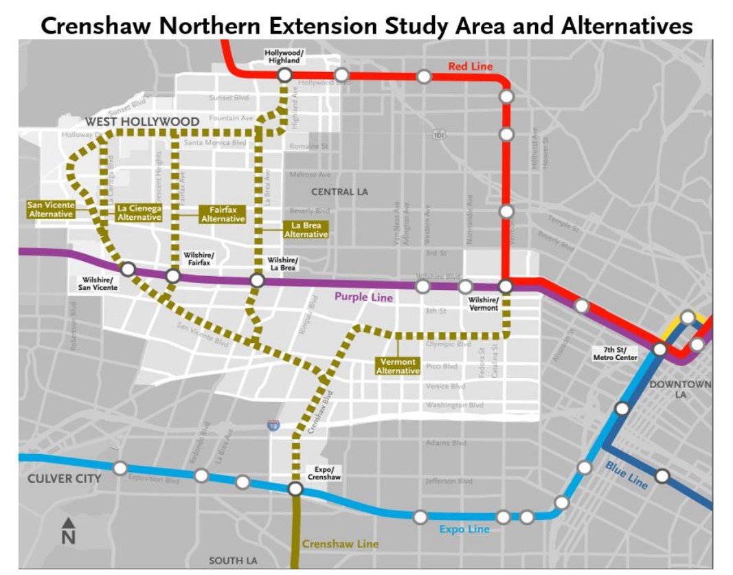 Metro Releases Five Alternatives for Crenshaw Northern Extension ...