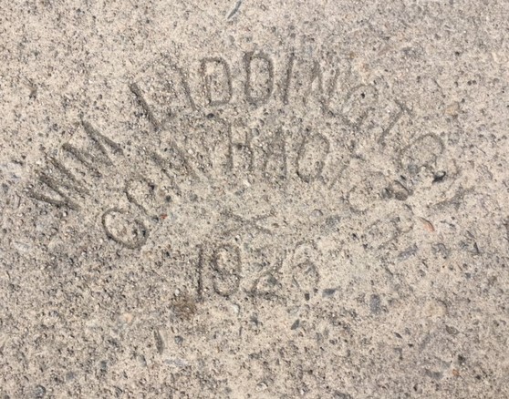 1926 street pavement marking on Griffith Park Boulevard near Lucille Avenue