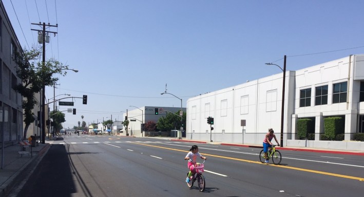 Open streets participants enjoying the wide industrial streets in Vernon