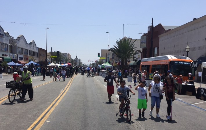 Huntington Park's Pacific Blvd hub was the most active site along the route