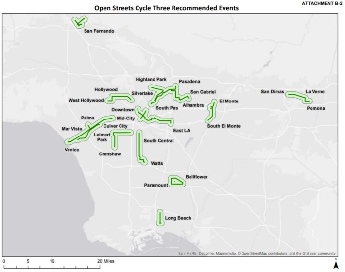 Map of open streets events expected to be funded by Metro board this week. Image via Metro