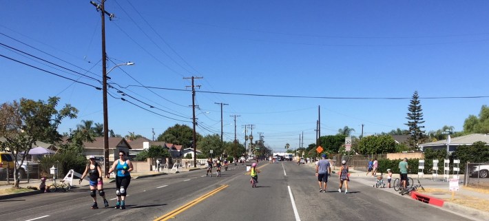 People enjoying car-free streets at Pride of the Valley