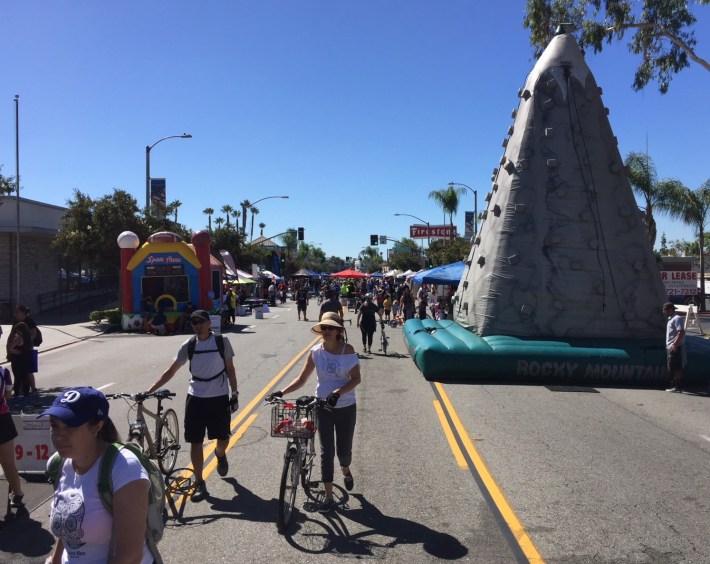 Bounce-houses and rock climbing at the Baldwin Park hub