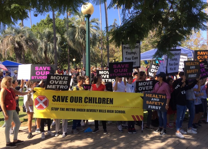 Beverly Hills students chanting "Move the Metro" at today's rally