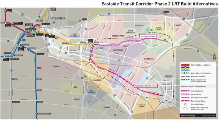 Metro's map showing the two planned Eastside Gold Line extensions