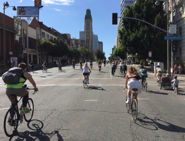 CicLAvia and L.A. Phil's Celebrate L.A. cruising Wilshire Boulevard yesterday