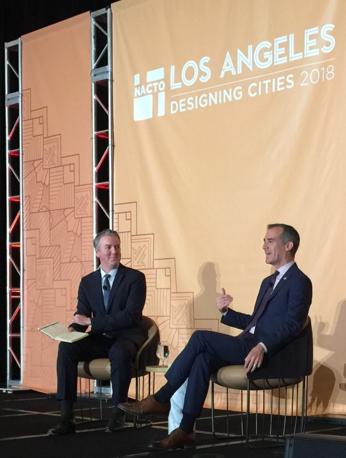 Christopher Hawthorne intverviewing Eric Garcetti at NACTO's Designing Cities conference this morning.