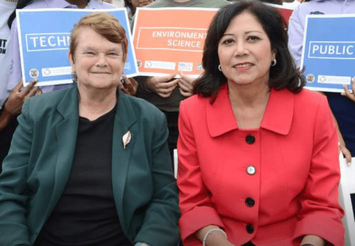 Kuehl and Solis at a 2015 event promoting jobs for young adults. Photo: Office of Sheila Kuehl