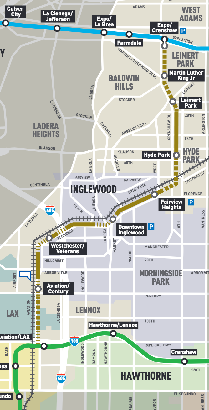 The Crenshaw/LAX Line. Click to go to the full Metro map.