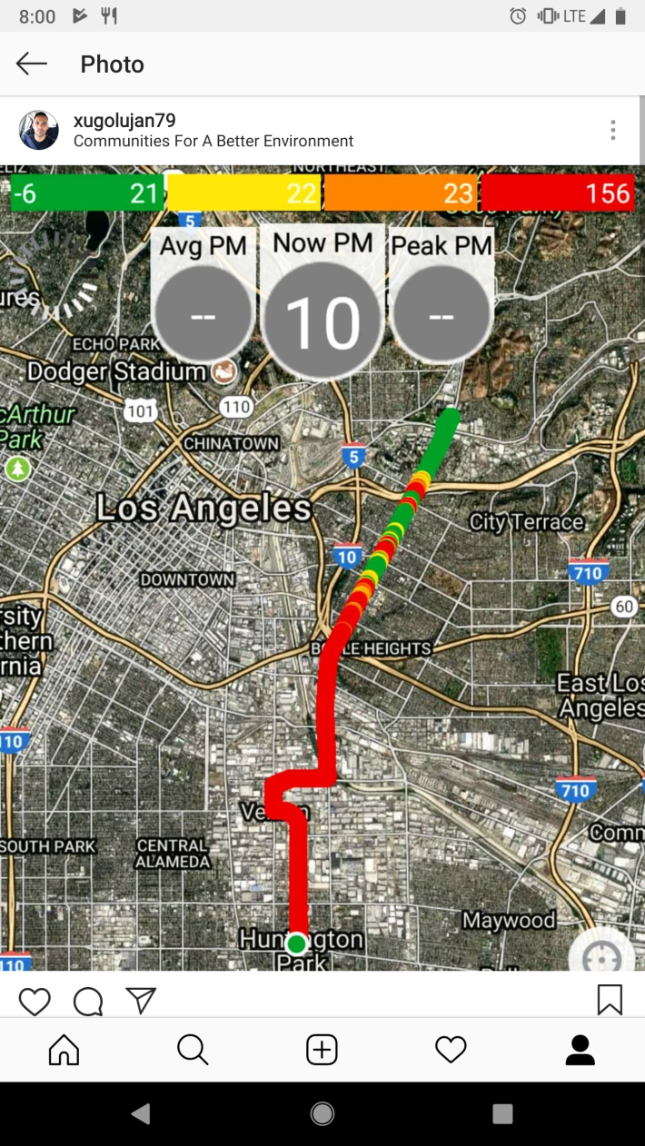 Xugo Luján attached an air quality monitor to his bicycle to capture data on his commute. Source: Xugo Luján